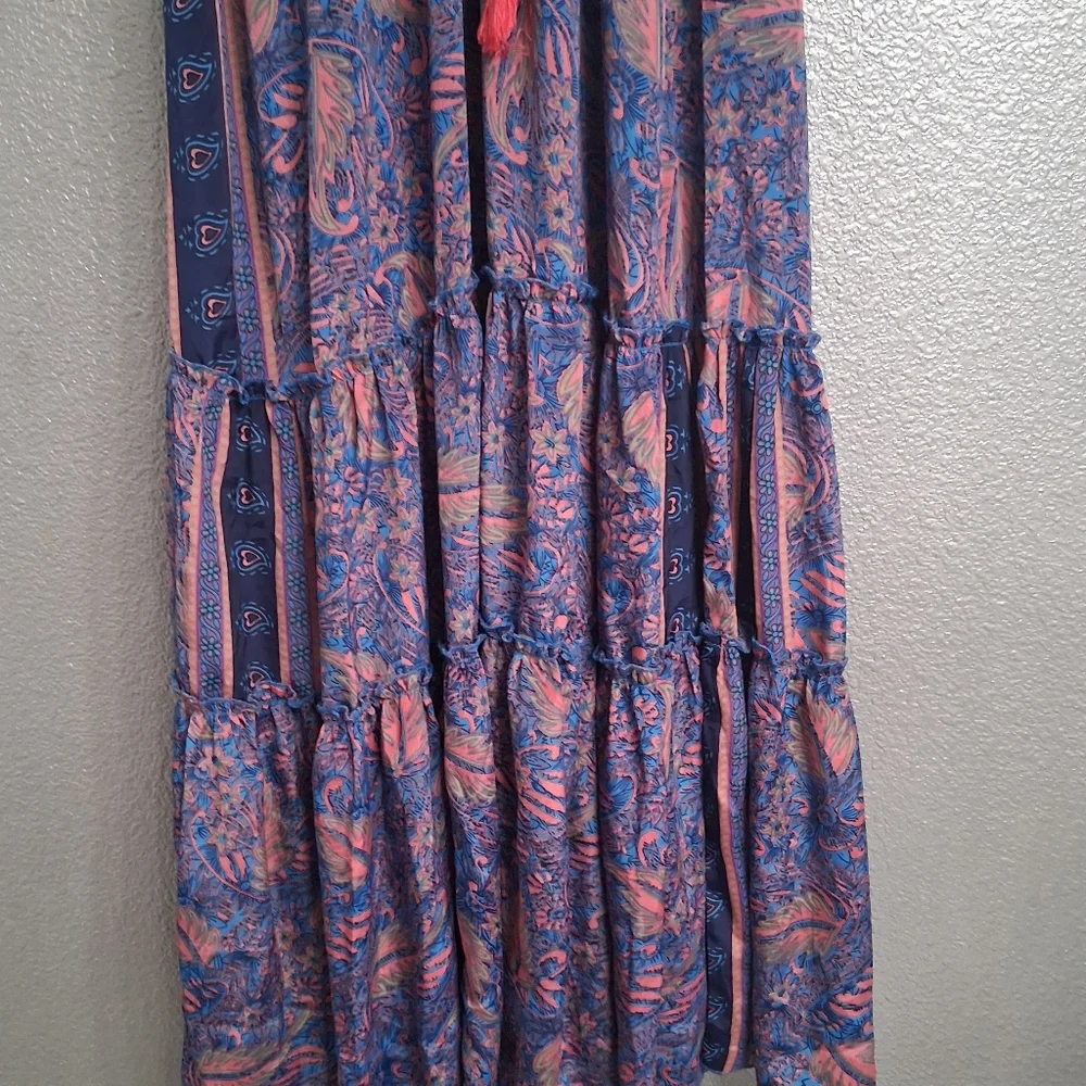 Life Art 100% Silk Maxi Dress With Tassels